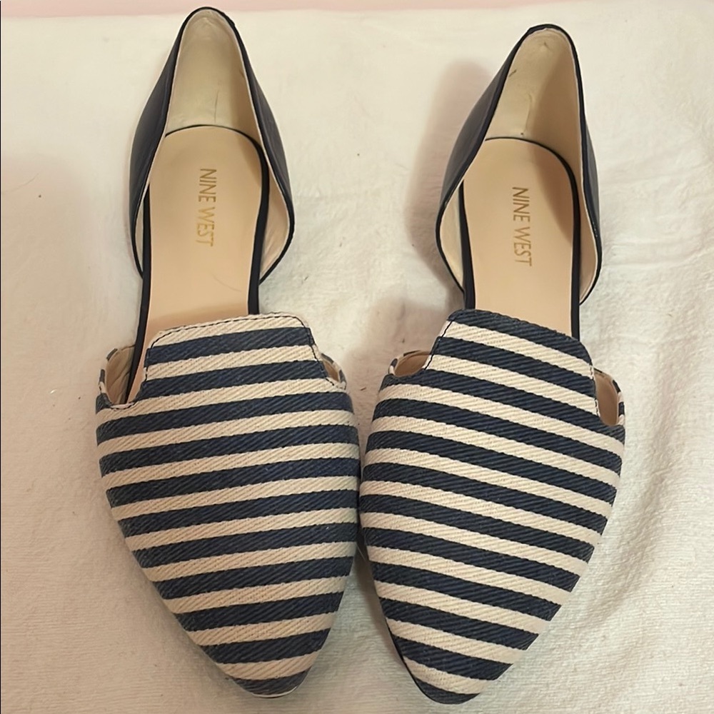 Nine West Women's Striped Flats - Navy and White - Picture 1 of 6